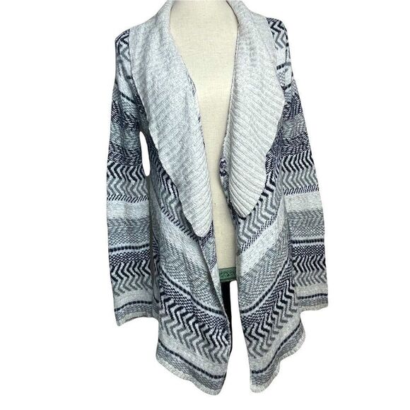 White Gray and Navy Blue Long Sleeve Open Cardigan Sweater Cotton Sweater size M - Picture 1 of 11